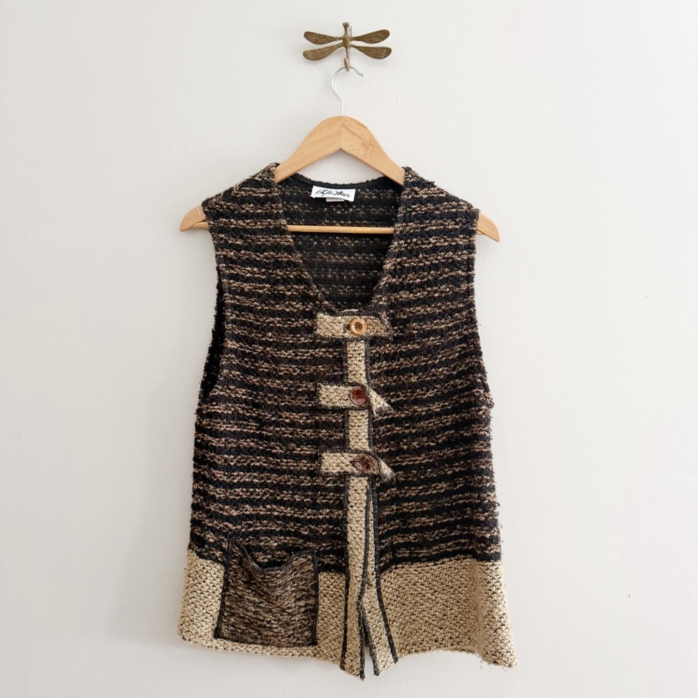 Vintage Woven Sleeveless Boucle Knit Boho Top